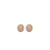 14K Yellow Gold CZ Round October Birth Stone Earrings