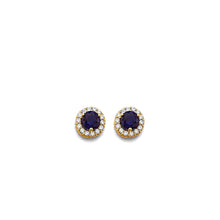 Load image into Gallery viewer, 14K Yellow Gold CZ Round September Birth Stone Earrings
