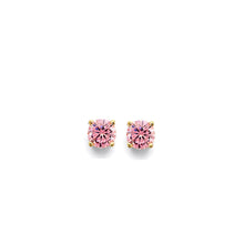 Load image into Gallery viewer, 14K Yellow Gold CZ Round Flower Basket October Birth Stone Earrings