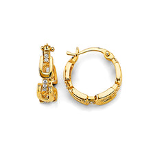 Load image into Gallery viewer, 14K Yellow Gold CZ Huggies Earring