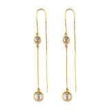 14K Tri Color Gold Double Line Earrings