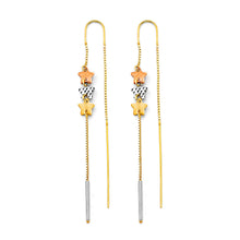 Load image into Gallery viewer, 14K Tri Color Gold Star Double Line Earrings