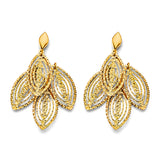 14K Yellow Gold Fancy DC Leaf Earrings