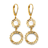 14K Yellow Gold Fancy Hanging Circle Earrings