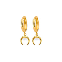 Load image into Gallery viewer, 14K Yellow Gold Crescent Moon Huggies Earrings