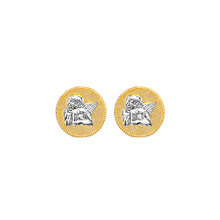 Load image into Gallery viewer, 14K Two Tone Gold Angel Push Back Earrings