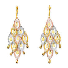 Load image into Gallery viewer, 14K Tri Color Gold DC Chandelier Hanging Earrings