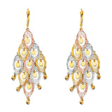 14K Tri Color Gold DC Chandelier Hanging Earrings