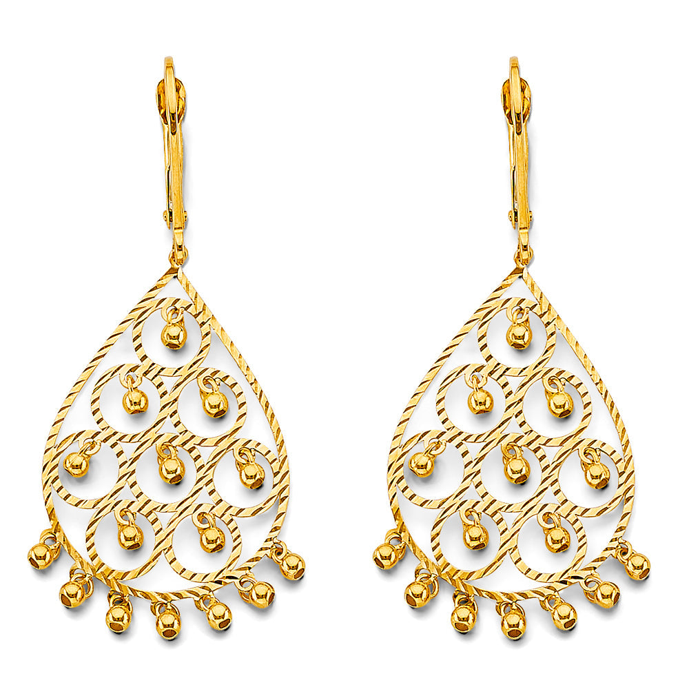 14K Yellow Gold DC Chandelier Hanging Earrings