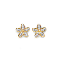 Load image into Gallery viewer, 14K Yellow Gold CZ Flower Push Back Earrings