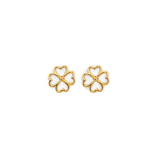 Load image into Gallery viewer, 14K Yellow Gold Clover Push Back Earrings