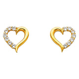 14K Yellow Gold Heart CZ Earrings