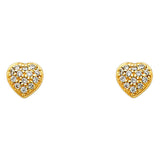 14K Yellow Gold CZ Heart Earrings