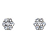 14K White Gold Flower CZ Earrings