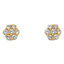 Load image into Gallery viewer, 14K Yellow Gold Flower CZ Earrings