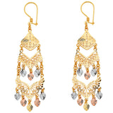 14K Tri Color Gold 18mm DC Chandelier Hanging Earrings
