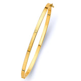 14K Yellow Gold 3mm Square Hollow Oval Bangle With Screw