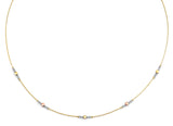 14K Tri Color Gold String Necklace With Square And Round Ball