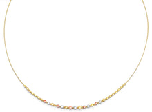 Load image into Gallery viewer, 14K Tri Color Gold Round String Necklace With Square And Round Ball