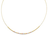 14K Tri Color Gold Round String Necklace With Square And Round Ball