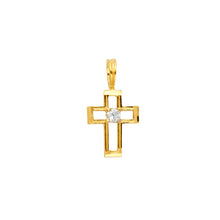 Load image into Gallery viewer, 14K Yellow Gold CZ Cross 8mm Pendant