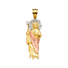 Load image into Gallery viewer, 14K Tri Color Gold CZ San Judas Pendant