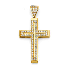 Load image into Gallery viewer, 14K Yellow Gold CZ Cross Pendant