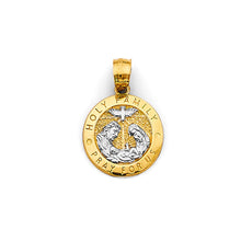 Load image into Gallery viewer, 14K Two Tone Gold Round Holy Famiy Pendant