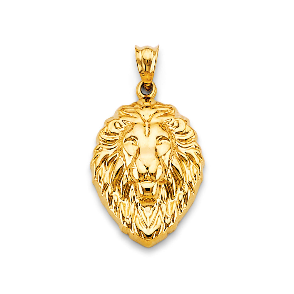 14K Yellow Gold Lion Face Pendant