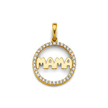 Load image into Gallery viewer, 14K Yellow Gold CZ Round Mama Pendant
