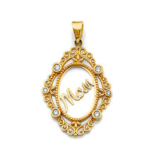 Load image into Gallery viewer, 14K Two Tone Gold CZ Mom Pendant