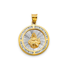 Load image into Gallery viewer, 14K Two Tone Gold CZ Round Santo Nino De Atocha Pendant