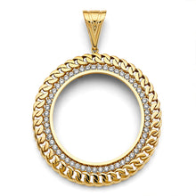 Load image into Gallery viewer, 14K Yellow Gold CZ Link Coin Frame