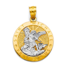 Load image into Gallery viewer, 14K Two Tone Gold Saint Michael Medal Pendant