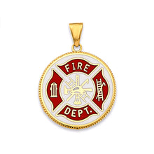 Load image into Gallery viewer, 14K Yellow Gold Fire Dept. Double Sided Pendant