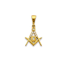 Load image into Gallery viewer, 14K Yellow Gold CZ Masonic Symbol Pendant
