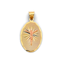 Load image into Gallery viewer, 14K Two Tone Gold Oval Stamp Jesus Christ Pendant