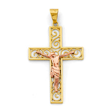 Load image into Gallery viewer, 14K Two Tone Gold Celtic Crucifix Cross Pendant