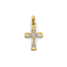 Load image into Gallery viewer, 14K Two Tone Gold 10mm Small Cross Pendant