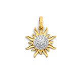 14K Two Tone Gold CZ Sun Pendant