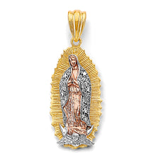 Load image into Gallery viewer, 14K Tri Color Gold 15mm CZ Guadalupe Pendant