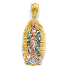 Load image into Gallery viewer, 14K Tri Color Gold 25mm CZ Guadalupe Pendant