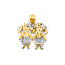 Load image into Gallery viewer, 14K Two Tone Gold Girl-Girl Pendant