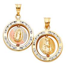 Load image into Gallery viewer, 14K Tri Color Gold 2 Side CZ Religious Pendant