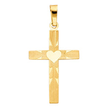 Load image into Gallery viewer, 14K Yellow Gold Heart Cross Pendant