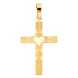 14K Yellow Gold Heart Cross Pendant