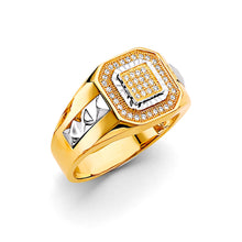 Load image into Gallery viewer, 14K Two Tone Gold Square Men&#39;s CZ Ring