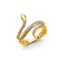 Load image into Gallery viewer, 14K Yellow Gold CZ Round Snake Ring