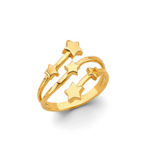 Load image into Gallery viewer, 14K Yellow Gold 3 Line Star Ring