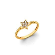 Load image into Gallery viewer, 14K Two Tone Gold Star CZ Ring